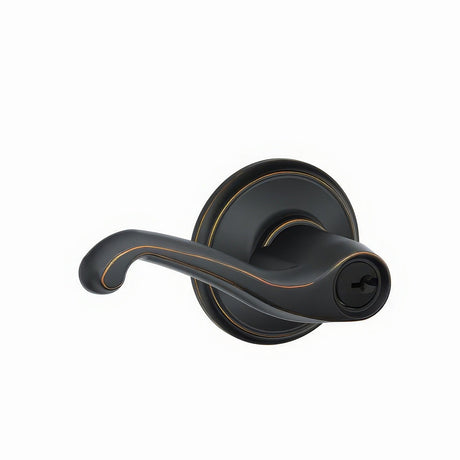 Schlage F51AFLA716 aged bronze keyed entry door lever