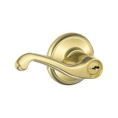 Schlage F51AFLA505 lifetime polished brass keyed entry door lever
