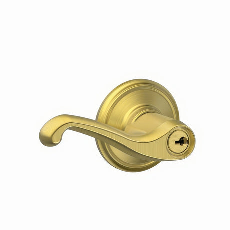 Schlage F51AFLA608 satin brass keyed entry door lever
