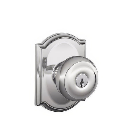 Schlage F51AGEO625CAM polished chrome keyed entry door knob