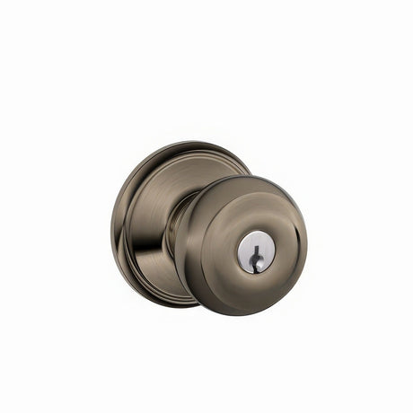 Schlage F51AGEO620 antique pewter keyed entry door knob