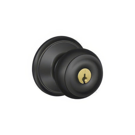Schlage F51AGEO622 matte black keyed entry door knob
