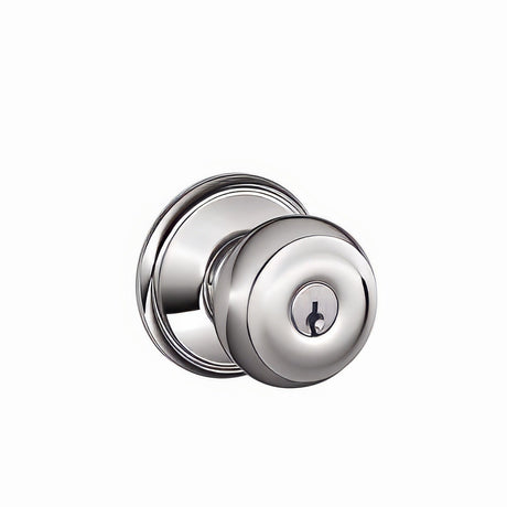 Schlage F51AGEO625 polished chrome keyed entry door knob