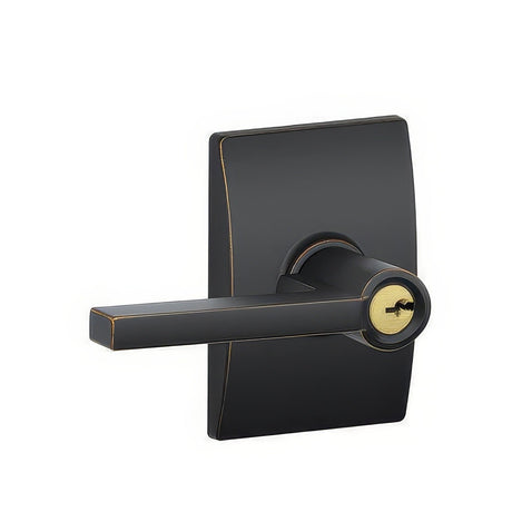 Schlage F51ALAT716CEN aged bronze keyed entry door lever