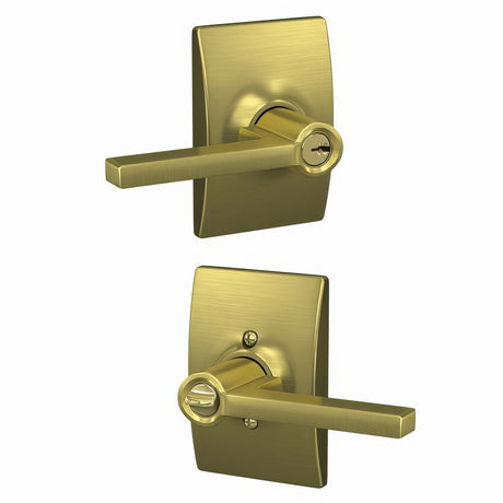 Schlage F51ALAT608CEN satin brass keyed entry door lever