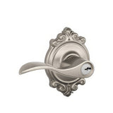 Schlage F51AACC619BRK F51A-ACC-BRK F-Series Accent Keyed Entry Door Lever Satin Nickel