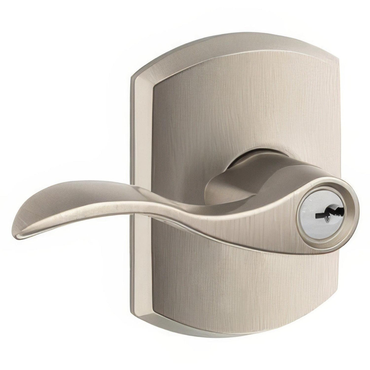 Schlage F51AACC619GRW F51A-ACC-GRW Keyed Entry Door Lever with Greenwich Decorative Rose Satin Nickel