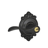 Schlage F51AACC622BRK F51A-ACC-BRK F-Series Accent Keyed Entry Door Lever Matte Black