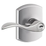 Schlage F51AACC625GRW F51A-ACC-GRW Keyed Entry Door Lever with Greenwich Decorative Rose Bright Chrome