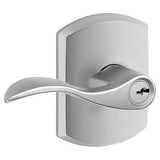 Schlage F51AACC626GRW F51A-ACC-GRW Keyed Entry Door Lever with Greenwich Decorative Rose Satin Chrome