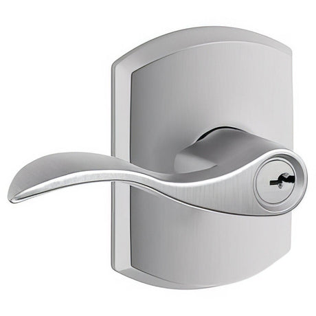 Schlage F51AACC626GRW F51A-ACC-GRW Keyed Entry Door Lever with Greenwich Decorative Rose Satin Chrome