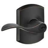 Schlage F51AACC716GRW F51A-ACC-GRW Keyed Entry Door Lever with Greenwich Decorative Rose Aged Bronze