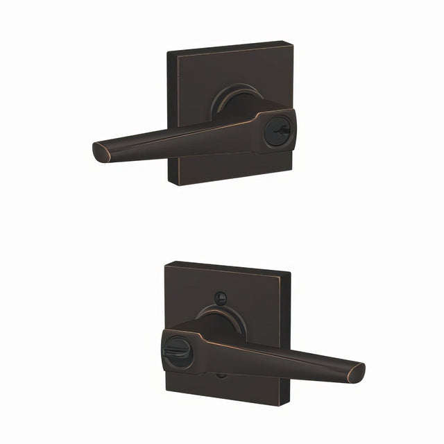 Schlage F51AELR716COL F51A-ELR-COL Eller Single Cylinder Keyed Entry Door Lever Aged Bronze