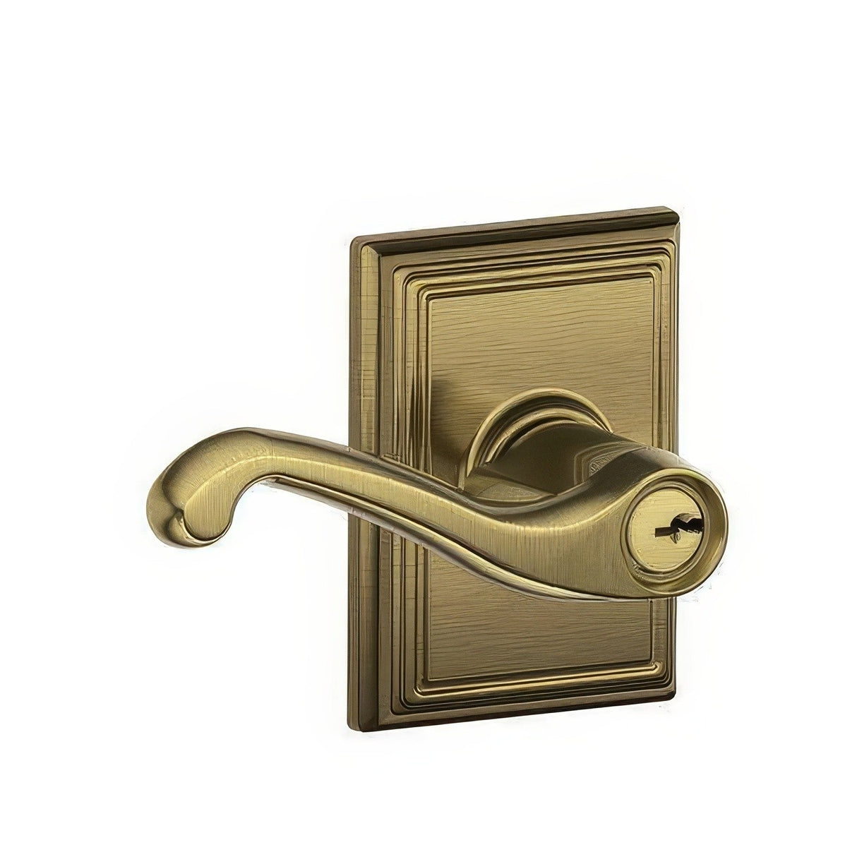 Schlage F51AFLA609ADD F51A-FLA-ADD F-Series Flair Keyed Entry Door Lever Antique Brass
