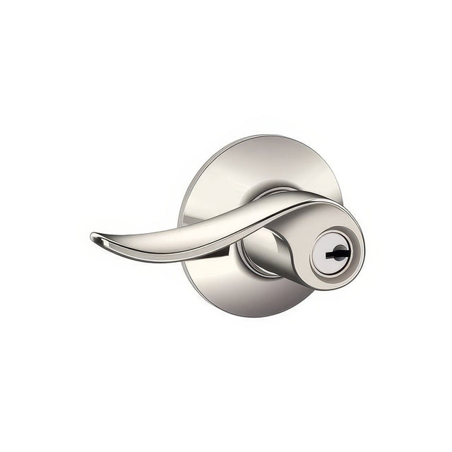 Schlage F51ASAC618 bright nickel keyed entry door lever