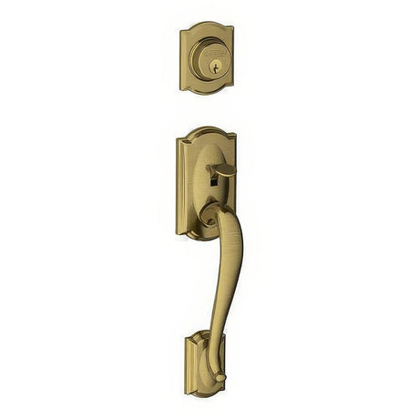 Schlage F58CAM609 antique brass single cylinder handleset