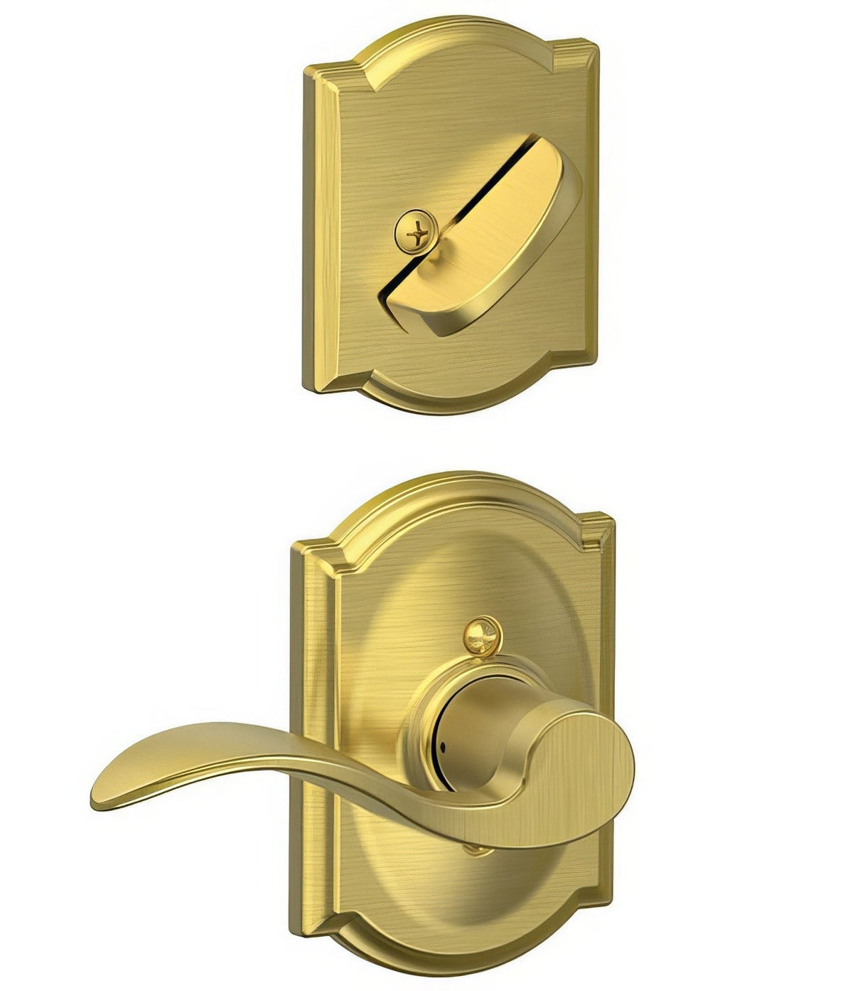 Schlage F59ACC608CAMRH F59-ACC-CAM-RH F-Series Accent Right Hand Dummy Interior Pack Satin Brass