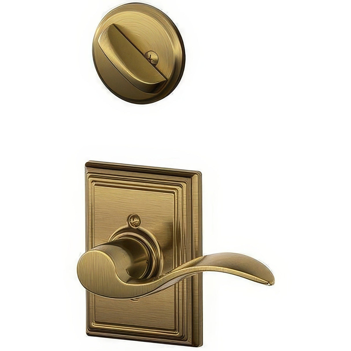 Schlage F59ACC609ADDLH F59-ACC-ADD-LH F-Series Accent Left Hand Single Cylinder Interior Trim Pack Antique Brass