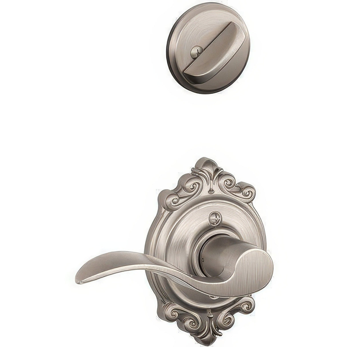 Schlage F59ACC619BRKRH F59-ACC-BRK-RH F-Series Accent Right Hand Interior Pack Lever Satin Nickel