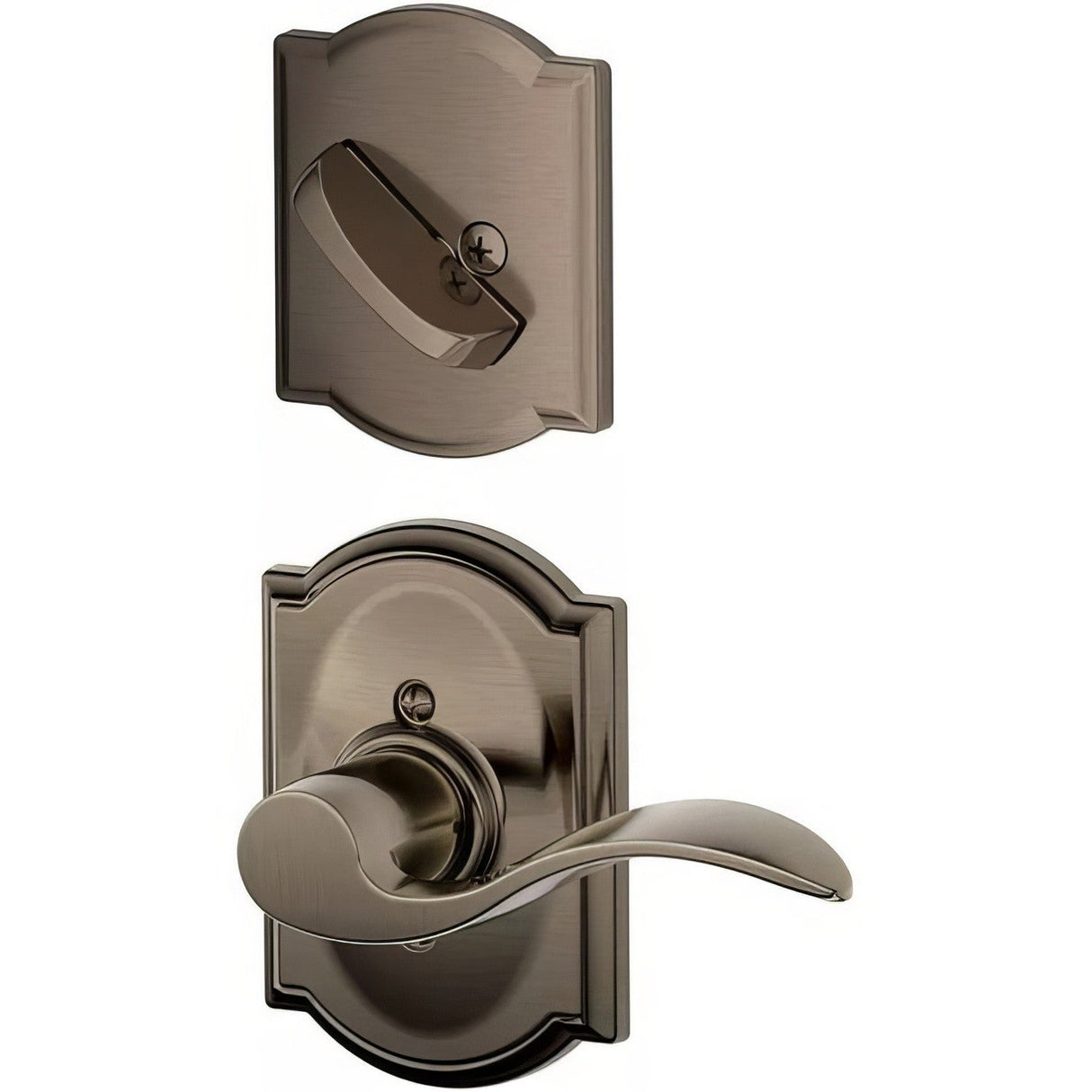 Schlage F59ACC620CAMLH F59-ACC-CAM-LH F-Series Accent Lever Single Cylinder Left Hand Interior Trim Pack Antique Pewter