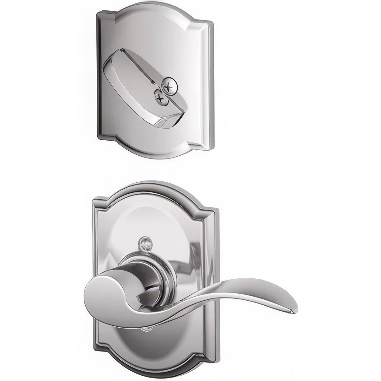 Schlage F59ACC625CAMLH F59-ACC-CAM-LH F-Series Accent Lever Single Cylinder Left Hand Interior Trim Pack Bright Chrome