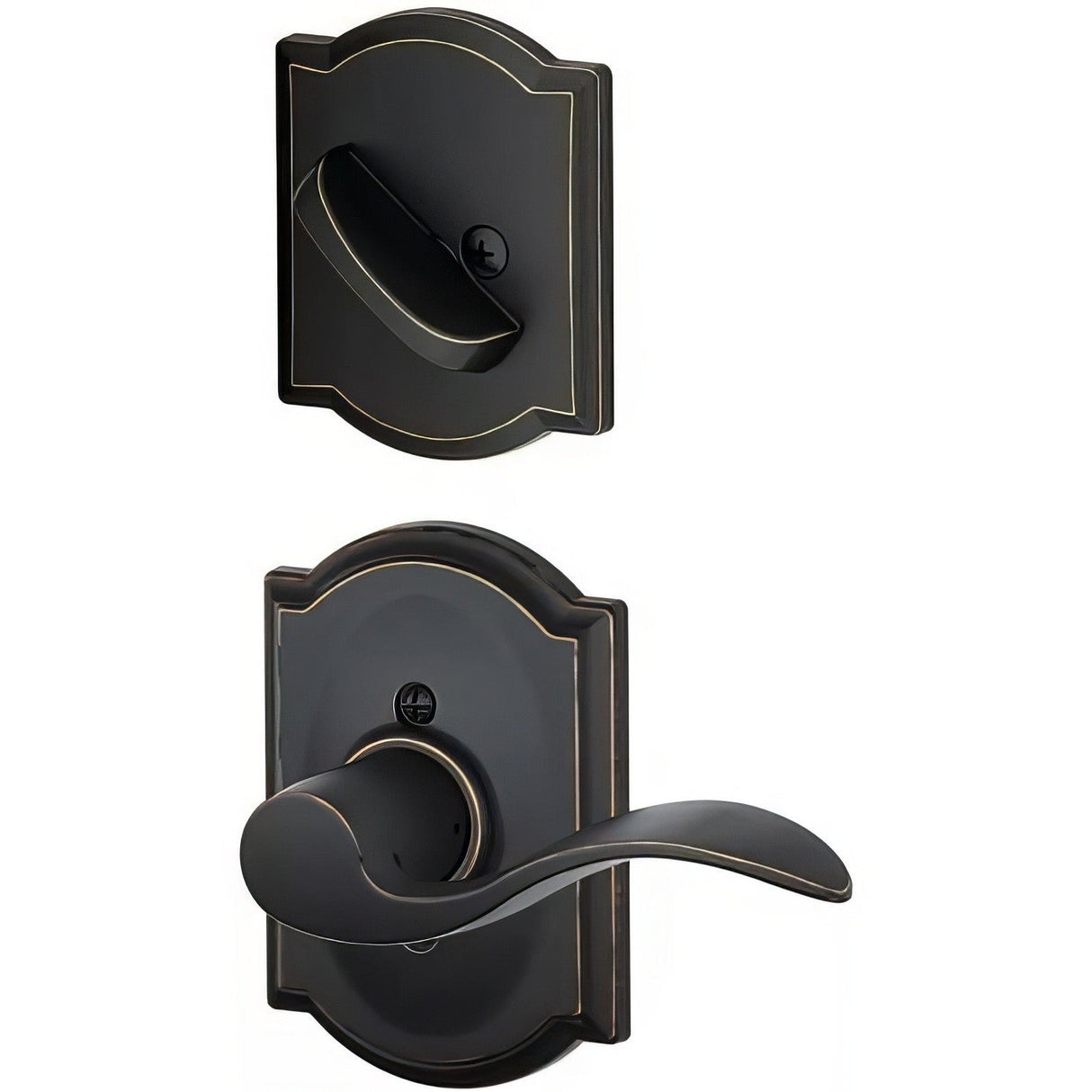Schlage F59ACC716CAMLH F59-ACC-CAM-LH F-Series Accent Lever Single Cylinder Left Hand Interior Trim Pack Aged Bronze