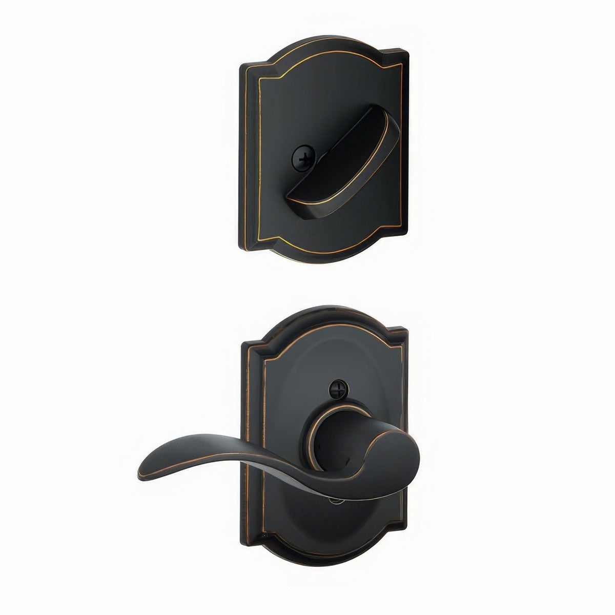 Schlage F59ACC716CAMRH F59-ACC-CAM-RH F-Series Accent Right Hand Dummy Interior Pack Aged Bronze