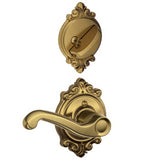 Schlage F59FLA609BRKRH F59-FLA-BRK-RH F-Series Flair Right Hand Interior Pack Lever Antique Brass