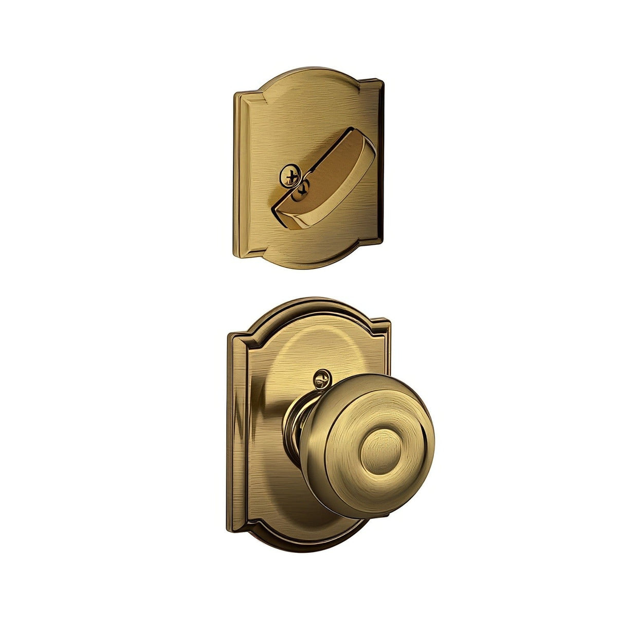 Schlage F59GEO609CAM F59-GEO-CAM F-Series Georgian Single Cylinder Interior Pack Handleset Antique Brass