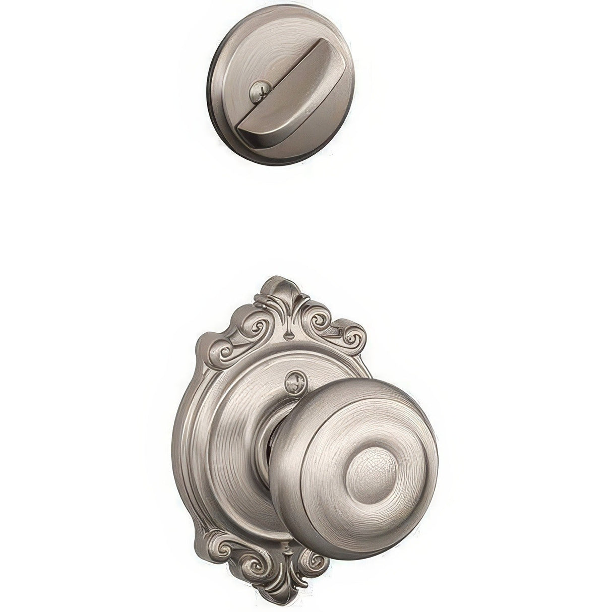 Schlage F59GEO619BRK F59-GEO-BRK F-Series Georgian Interior Pack Knob Satin Nickel