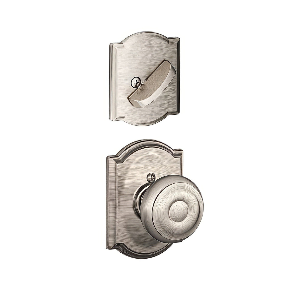 Schlage F59GEO619CAM F59-GEO-CAM F-Series Georgian Single Cylinder Interior Pack Handleset Satin Nickel