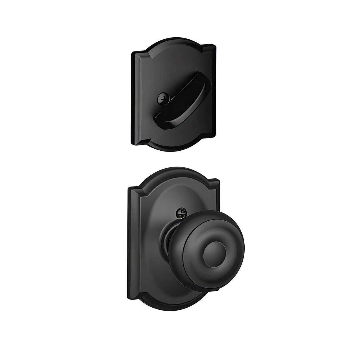 Schlage F59GEO622CAM F59-GEO-CAM F-Series Georgian Single Cylinder Interior Pack Handleset Matte Black