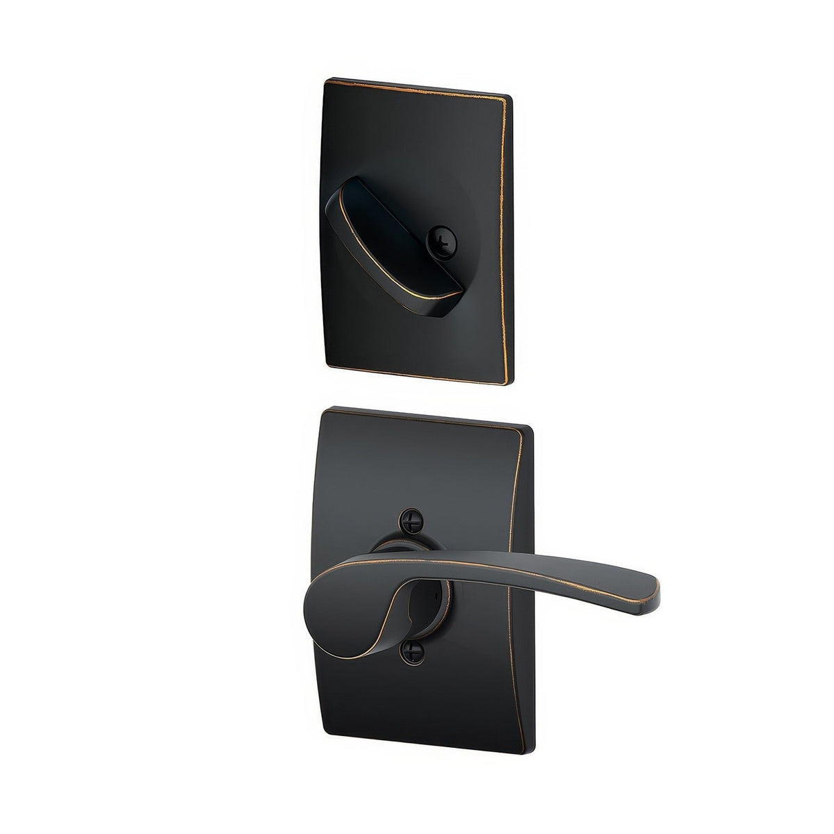 Schlage F59MER716CENLH F59-MER-CEN-LH F-Series Merano Left Hand Interior Pack Lever Aged Bronze