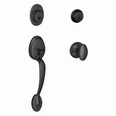 Schlage F62PLY622SIE matte black double cylinder handleset