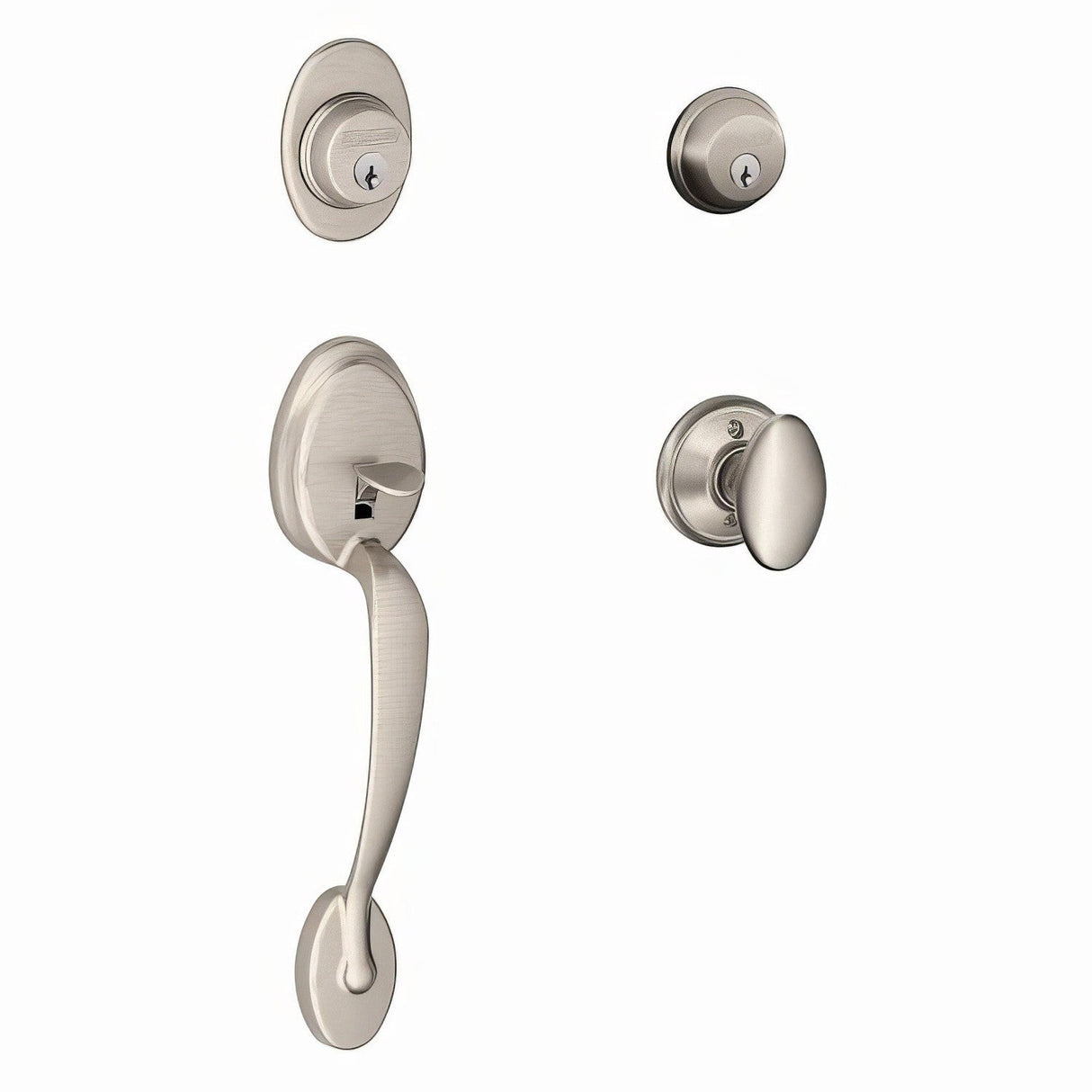 Schlage F62PLY619SIE satin nickel double cylinder handleset