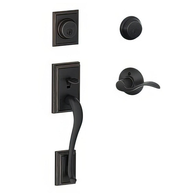 Schlage F62ADD716ACCLH F62-ADD-ACC-LH F-Series Addison Left Hand Single Cylinder Handleset Aged Bronze