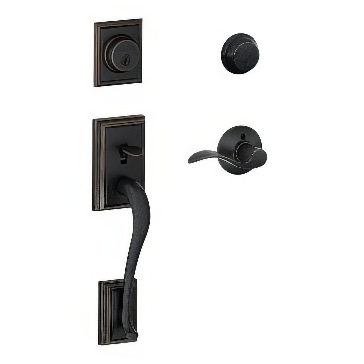 Schlage F62ADD716ACCRH F62-ADD-ACC-RH F-Series Addison Right Hand Double Cylinder Handleset Aged Bronze