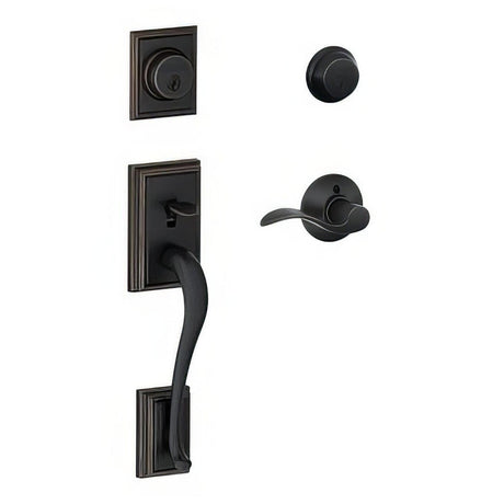 Schlage F62ADD716ACCRH F62-ADD-ACC-RH F-Series Addison Right Hand Double Cylinder Handleset Aged Bronze