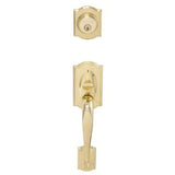 Schlage F62CAM605BEL F62-CAM-BEL F-Series Camelot Double Cylinder Handleset with Bell Interior Knob Polished Brass