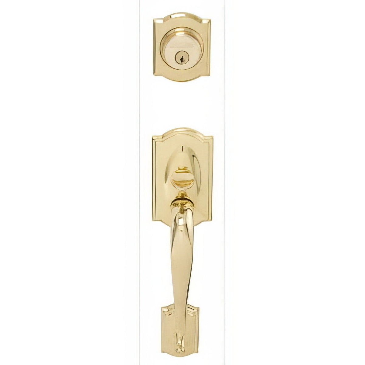 Schlage F62CAM605SIE F62-CAM-SIE F-Series Camelot Double Cylinder Handleset Polished Brass
