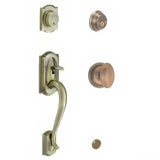 Schlage F62CAM609SIE F62-CAM-SIE F-Series Camelot Double Cylinder Handleset Antique Brass