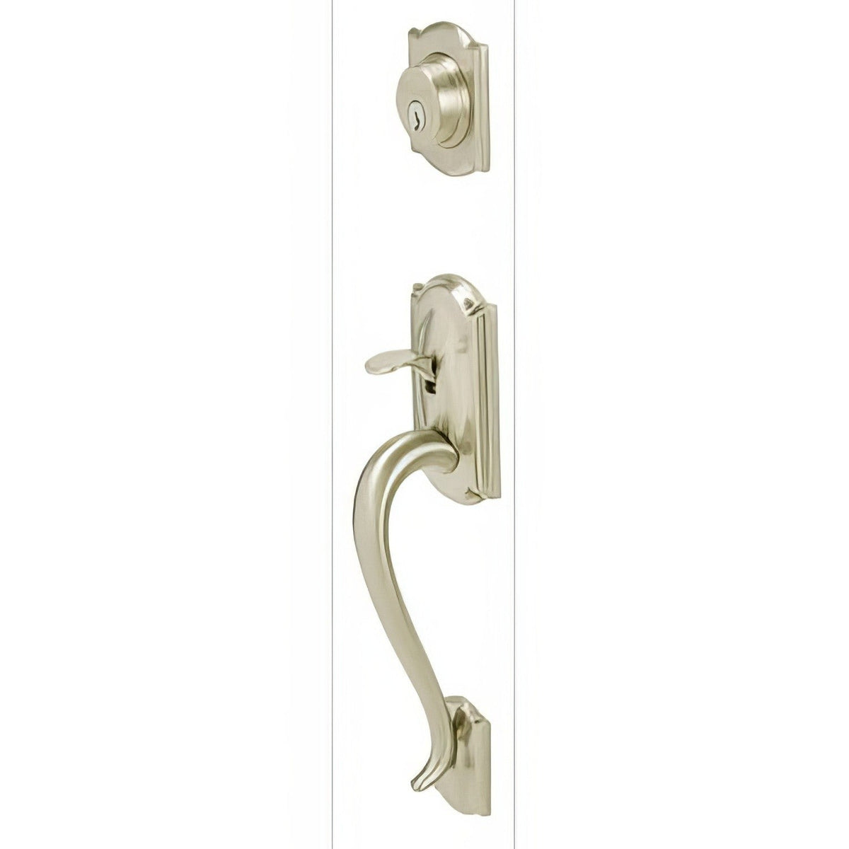 Schlage F62CAM619SIE F62-CAM-SIE F-Series Camelot Double Cylinder Handleset Satin Nickel