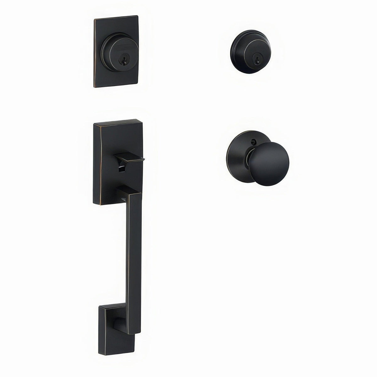 Schlage F62CEN716PLY F62-CEN-PLY F-Series Century Double Cylinder Handleset Aged Bronze
