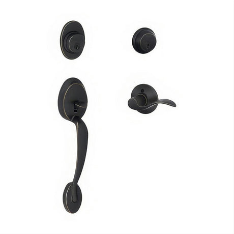 Schlage F62PLY716ACCLH F62-PLY-ACC-LH Plymouth Double Cylinder Handleset Aged Bronze