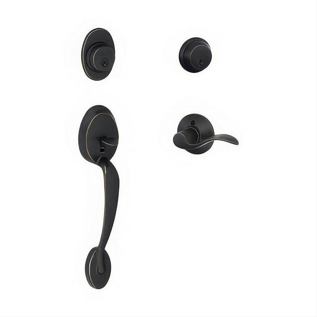 Schlage F62PLY716ACCLH F62-PLY-ACC-LH Plymouth Double Cylinder Handleset Aged Bronze