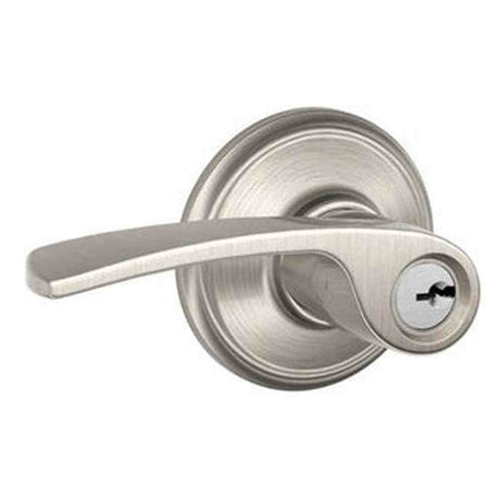 Schlage F80MER619LH satin nickel storeroom door lever