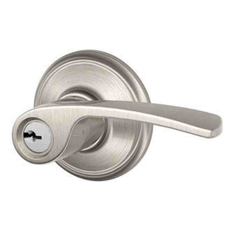 Schlage F80MER619RH satin nickel storeroom door lever