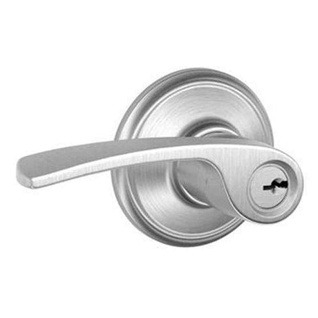 Schlage F80MER626LH satin chrome storeroom door lever