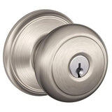 Schlage F80AND619AND FA80-AND Accents Series Andover Storeroom Door Knob Satin Nickel