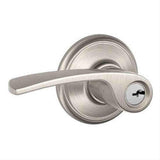 Schlage F80MER619LH F80MER-LH Merano Left Hand Storeroom Door Lever Satin Nickel